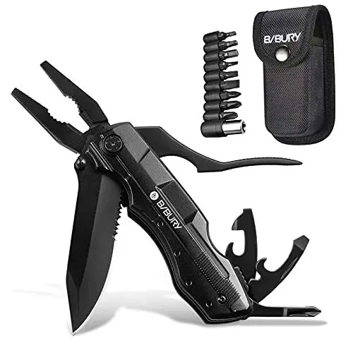 Produktbild: Geschenke für männer, 5 in 1 Multifunktionsmesser, Weihnachtsgeschenke Faltbares Multitool Taschenmesser, Edelstahl Multifunktions Taschenwerkzeug mit Zange Schraubendreher für Outdoor Camping