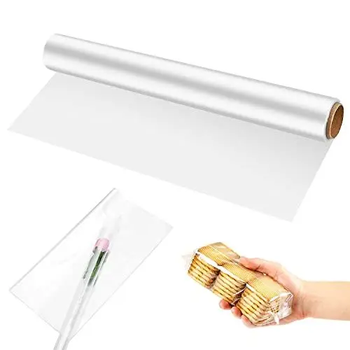 Produktbild: Geschenkfolie Transparent, 40CM x 30M Folie Geschenkpapier Transparent, Zellophanfolie, Klarsichtfolie Geschenkfolie Geeignet zum Verpacken von Geschenkkörben Süßigkeiten Snacks Geschenken Blumen