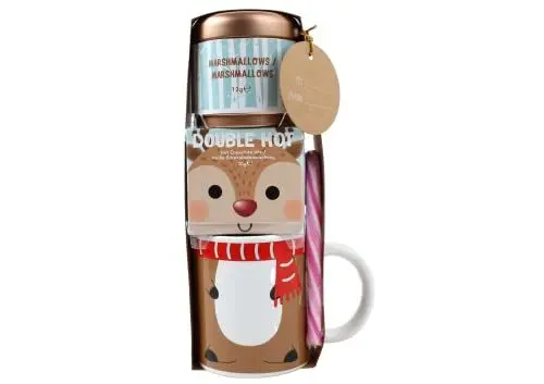 Produktbild: Geschenkset für heiße Schokolade mit Becher, Socken und Zuckerstange – Rentier-Geschenkset für heiße Schokolade für Kinder, Mini-heiße Schokolade – Geschenke für heiße Schokoladenbecher (mit Socken)