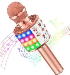 Produktbild: Karaoke Mikrofon Kinder mit LED Licht, Tragbare Drahtloses Bluetooth Mikrofon Lautsprecher, Heim KTV Karaoke Gerät, Weihnachten Geschenke Spielzeug für Kinder, Mädchen und Erwachsene