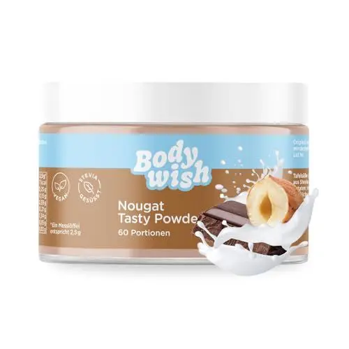 Produktbild: Geschmackspulver Kalorienarm | BODYWISH - Nougat - Chunky Flavour Pulver Ohne Kalorien Zum Süßen | Natürlicher Geschmack - Zuckerersatz Im Quark, Joghurt | 1 x 150gr - Schoko Aroma | More Taste