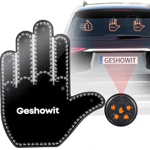 Produktbild: Geshowit Autozubehör für Männer, Auto Gadgets mit Fernbedienung – Zeige den Mittelfinger & Liebe & winke den Fahrern Autofans, lustige LKW-Zubehörteile, Road Rage-Schilder