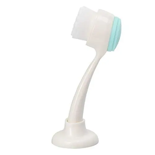 Produktbild: Gesicht Reinigungsbürste Silikon Pinsel Faser Bürste mit Halter Peeling Tiefenreinigung Massage Tragbar Gesichtsbürste Poren Bürste Manuell Reinigungsgeräte Weiß