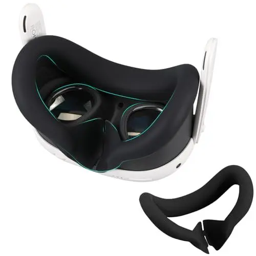 Produktbild: Generisch Growalleter Quest 3 Face Cover, VR Face Cushion Silikonhülle für Meta Quest 3 Zubehör, Silikon Augenmaskenhülle passend für Meta Quest 3 Schwammgesichtskissen als schweißfester Ersatz