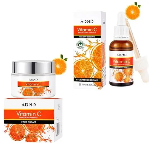 Produktbild: Gesichtscreme + Gesichtsserum-Set Vitamin C Feuchtigkeitscreme Nährt und spendet tiefenwirksam Feuchtigkeit Hautpflege Gesichtspflege Anti-Falten Anti-Aging