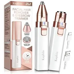Produktbild: Gesichtshaarentferner für Frauen, Wiederaufladbarer Augenbrauenrasierer, 2 in 1 Augenbrauen Trimmer und Gesichtsrasierer, Haarentfernungsvorrichtung für Augenbrauen Peach Fuzz Lippen Arme mit Licht