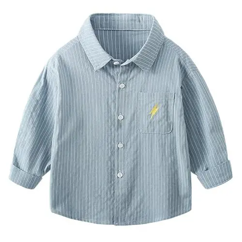 Produktbild: Gestreift Hemd für Jungen Frühling Herbst Lässiges Kinder Langarmhemd Bequeme Atmungsaktiv Langarm Freizeithemd Herbstkleidung Kinderoberteil Shirts für 1-8 Jahre (Green, 5-6 Years)