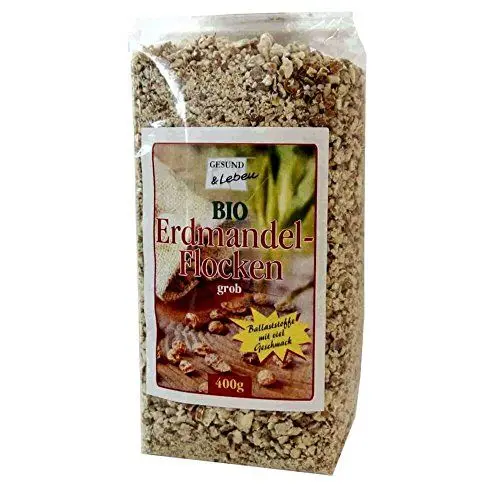 Produktbild: GESUND & Leben | Neues Design | vitaldoc Erdmandel Flocken BIO 400 g grob | Ballaststoffe mit viel Geschmack - aus kontrolliert biologischem Anbau - natursüßer Geschmack