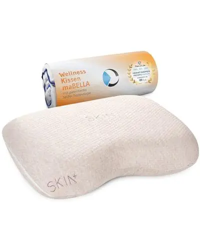 Produktbild: Gesundheitskissen maBELLA | Nackenkissen mit SKIN+ Bezug & Probiotika zur Hautreinigung & Pflege | Aromatherapie dank Ylang-Ylang-Kern im Memory-Foam | Ergonomisches Stützkissen für die Wirbelsäule