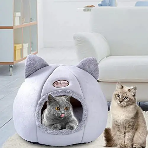 Produktbild: Gesuter Katzenhöhlen Bett, Katzenbett Für Katzen Innenbereich, Katzen Bett, Katzennest, Katzenzelt, Warmes Katzenbett, Katzenzwinger, Katzenschlafhöhle, Halbgeschlossenes Katzenbett, Hundebett