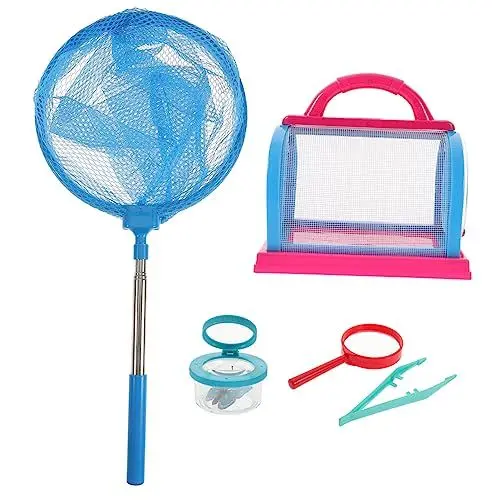 Produktbild: GETAJGHSD 1 Satz Insektenbeobachtungsset Fangset Fangkäfig Werkzeuge Für Kleinkinder Kinderwerkzeuge Lupe Kinder Tierkäfig Spaß Vakuum Für Kinder Pools Critter-fänger Kinderanzug Stoff Blue