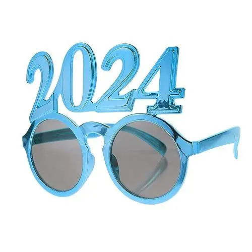 Produktbild: GETAJGHSD 2024 Brille kinderferngläser schnapsgläser neujahr brillen foculens brillen glasees Fotokabine für das neue Jahr 2024 lustige Tanzbrille Cosplay-Brille neujahr versorgung Stk Blue