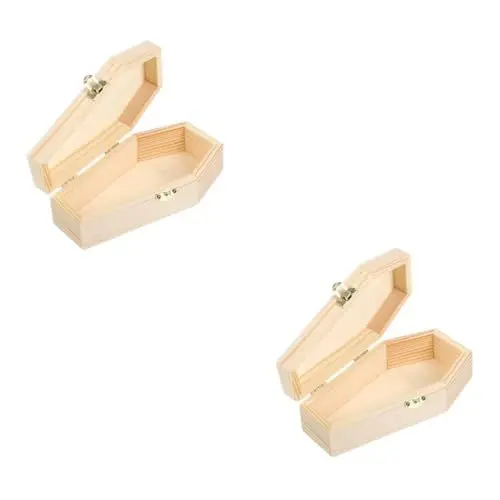 Produktbild: GETAJGHSD 2Er-Box Sarg-Süßigkeitenschachtel mit Klappdeckel Sargkisten für Leckereien reise schmuckschatulle Halloween Schmuckbox Gruselige Schmuckbox Sarg-Ohrringhalter Halloween-Sarg Holz