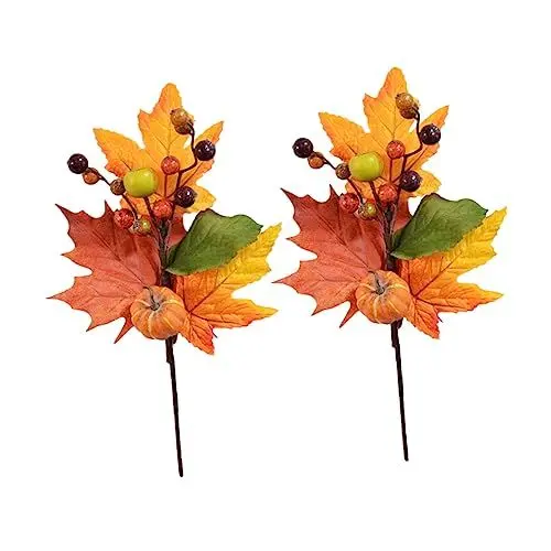 Produktbild: GETAJGHSD 2stücke Teiliges Künstliches Herbstblatt Kürbis Und Ahornzweigen Dekoration Für Herbst Und Thanksgiving-feiern Pflegeleichte Und Langlebige Kunstblumen Für Innen Und