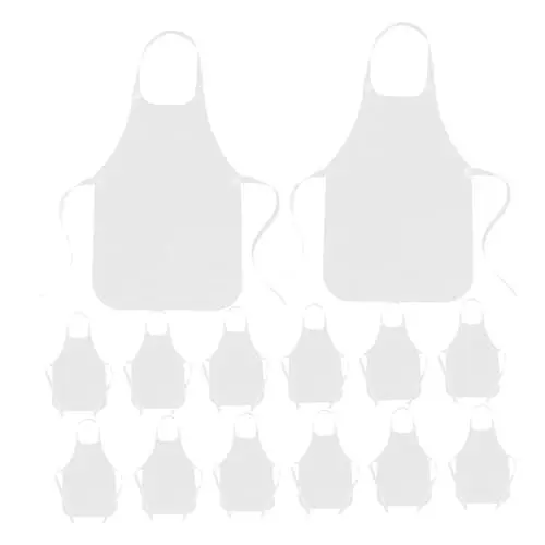 Produktbild: GETAJGHSD Verstellbare Kinderschürzen 20 Stück Weiß Bastelschürzen Für Kinder Design Vlies-kunstkittel Zum Kochen Malen Kunstprojekte Für Kinder