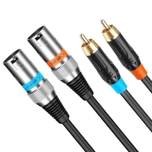 Produktbild: Getaria Dual Cinch auf XLR Kabel, 2 Cinch auf 2 XLR Male HiFi Stereo Audio Verbindung Mikrofonkabel Drahtschnur Pfadkabel (MÄNNLICH, 1M)