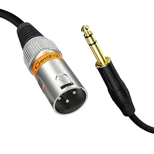 Produktbild: Getaria Klinke 6,35 mm auf XLR Stecker 3 poliges Audio kabel, Geflochtenes XLR-Stecker auf 1/4 TRS Stereo Gitarren kabel (1, 6.35mm to XLR -1M)