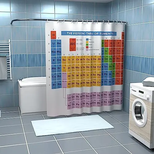 Produktbild: getDigital Periodensystem Duschvorhang aus beliebter Nerd WG - Anti-Schimmel Badewannen-Vorhang aus Polyester - 180 x 200 cm