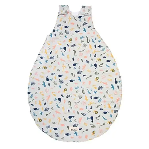 Produktbild: Geuther 4125 Babyschlafsack 74-80 Ganzjahresschlafsack aus 100% Bio-Baumwolle weicher Kinderschlafsack größenverstellbare & Pflegeleichte Baby Erstausstattung Party Animals