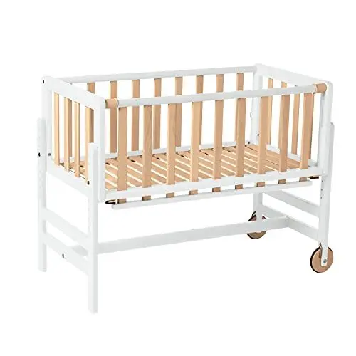 Produktbild: Geuther Beistellbett Betty | 45 cm x 90 cm | 9-Fach Höhenverstellbar | mit Lattenrost aus Massivholz | Nachhaltige Qualität | Einfacher Aufbau | Weiß/Natur