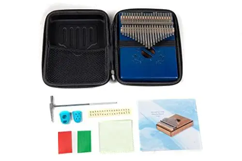 Produktbild: GEWA Kalimba Daumenklavier Mahagoni blau, Motiv Käfer, 21 Stahlzungen, stimmbar, inkl. Tasche, Stimmhammer, Anleitung