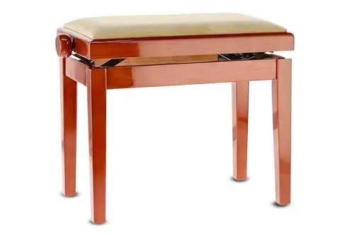 Produktbild: GEWA Pianobank Deluxe Kirsch Hochglanz (leichtgängige Höhenverstellung von 48 - 57 cm, aus qualitativem Massivholz, langlebig und robust, hohe Bruchlast, Sitzfläche von 52 x 30 cm, Velours Sitzbezug)
