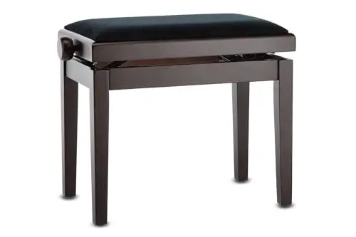 Produktbild: GEWA Pianobank Deluxe Rosenholz Matt (leichtgängige Höhenverstellung von 48 - 57 cm, aus qualitativem Massivholz, langlebig und robust, hohe Bruchlast, Sitzfläche von 52 x 30 cm, Velours Sitzbezug)