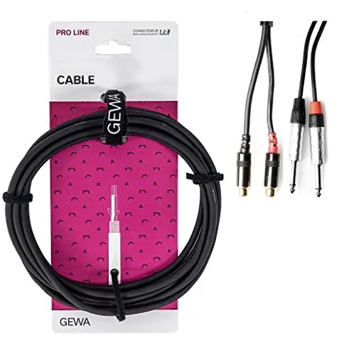 Produktbild: GEWA Twinkabel Pro Line, 3m, schwarz, REAN Stecker, 2x 6,3 mm Monoklinke - 2x Cinch, 190799
