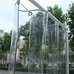 Produktbild: Gewächshaus Gartenmöbel Plane Transparent mit Ösen - PVC Balkon Pavillon wasserdicht Abdeckplane Faltbar 2.4mx4m Pergola Transparente Vorhang Windschutz Tarp für Outdoor Carport Zelt Camping Vordach