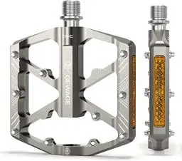Produktbild: GEWAGE Fahrradpedale mit reflektierenden Streifen, 3 abgedichtete Lager, rutschfeste CNC-Aluminium-Fahrradplattform, 9/16 Zoll Pedale für Rennrad, MTB, E-Bike. (Silber)