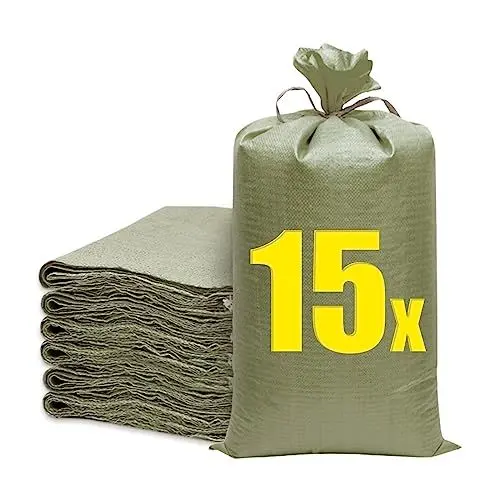 Produktbild: Gewebesäcke,15 Stück Sandsäcke Hochwasser,Sandsäcke Hochwasserschutz 60x102 cm,Bauschuttsäcke,Sandsack Hochwasserschutz,Big Pack Sack für Garten Abfall Hochwasser Schutz Aufbewahrung