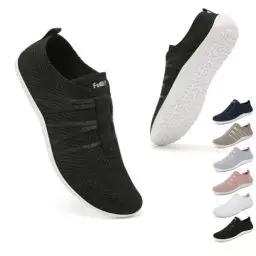 Produktbild: Geweo Barfußschuhe Damen Barfuss Hausschuhe Schuhe Sneaker Barfussschuhe Herren Bequem Leicht Laufschuhe Straßenlaufschuhe Fitnessschuhe Traillaufschuhe Zero Drop Barefoot Shoes Schwarz 39EU