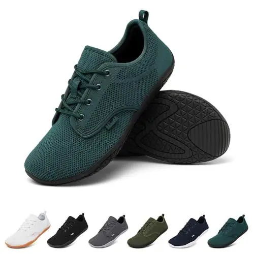 Produktbild: Geweo Barfußschuhe Herren Barfuss Schuhe Damen Barfuß Sneaker Barefoot Shoes Fitnessschuhe Laufschuhe Walkingschuhe Turnschuhe Minimalistische Straßenlaufschuhe Weich Leicht Bequeme, Grün 39 EU