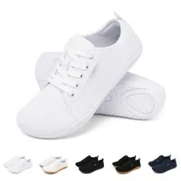 Produktbild: Geweo Barfußschuhe Sneaker Breite Walking Schuhe Barfuss Damen Herren Trail Laufschuhe Minimalistische Fitness Knit Unisex Weit rutschfest Zehenschuhe Zero Drop Solhe Freizeit Weiß 38EU