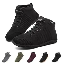 Produktbild: Geweo Barfußschuhe Winter Herren Damen Winterschuhe Barfuss Schuhe Warm Gefüttert Barfuß Sneaker Breite Barfussschuhe Fitness Traillaufschuhe Walkingschuhe Minimalistische Rutschfeste, Schwarz 42