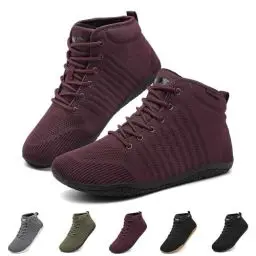Produktbild: Geweo Barfußschuhe Winter Herren Damen Winterschuhe Barfuss Schuhe Warm Gefüttert Barfuß Sneaker Breite Barfussschuhe Fitness Traillaufschuhe Walkingschuhe Minimalistische Rutschfeste, Weinrot 44