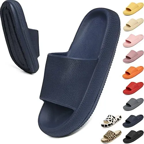 Produktbild: Geweo Hausschuhe Badeschuhe Herren Damen Pantoffeln Badeschlappen Super Weich Rutschfeste Unisex Strand Sandalen Indoor Slippers Dicke Sohle Duschsandale Badezimmer Blau 40/41EU