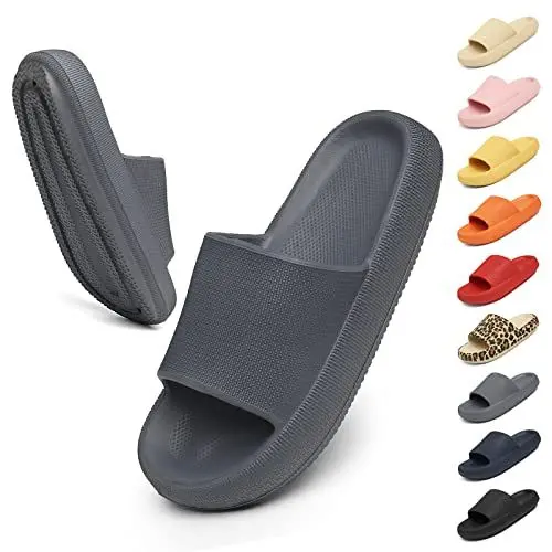Produktbild: Geweo Hausschuhe Badeschuhe Herren Damen Pantoffeln Badeschlappen Super Weich Rutschfeste Unisex Strand Sandalen Indoor Slippers Dicke Sohle Duschsandale Badezimmer grau 40/41EU