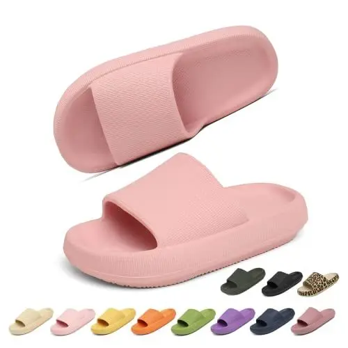 Produktbild: Geweo Hausschuhe Damen Badelatschen Herren Dick EVA Cozislides Original Slippers Super Weich Wolken Hausschuhe Badeschlappen Rutschfeste Badeschuhe Bequem Pantoletten Slides Unisex Rosa 42/43EU