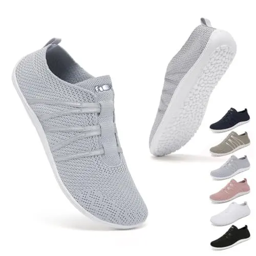 Produktbild: Geweo Laufschuhe Damen Herren Turnschuhe Straßenlaufschuhe Minimalistische Atmungsaktiv Bequeme Slip On Schuhe Sneakers Fitnessschuhe Joggingschuhe Freizeitschuhe Unisex Grau 40EU