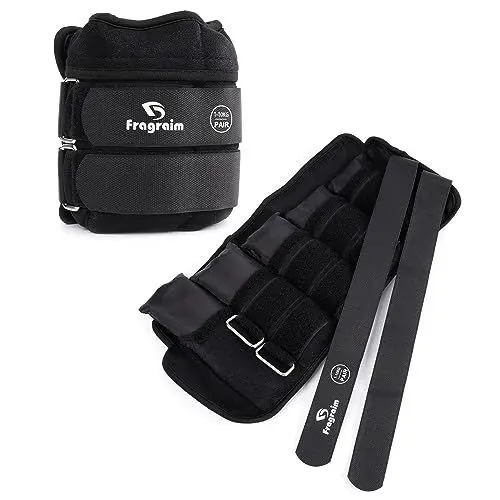 Produktbild: Fragraim Gewichtsmanschetten, Verstellbares Gewichte für Beine und Arme, 0,8 kg-4 kg (pro Knöchel)/1,6 kg-8 kg (pro Paar), (2er Packungen), Handgelenk Gewichte, Knöchelgewicht - Schwarz