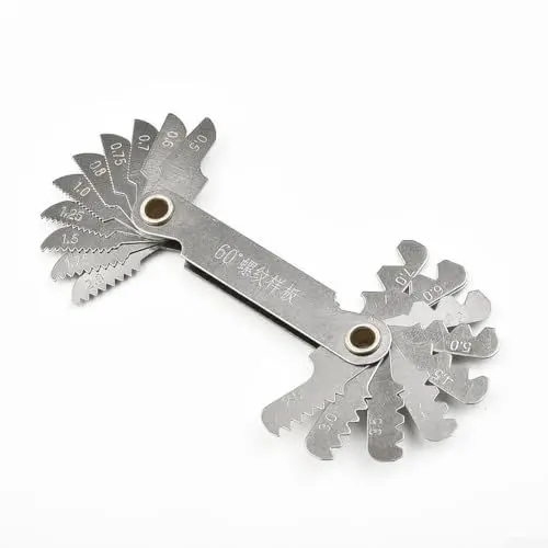 Produktbild: Gewindelehre Edelstahl Schraube Gewindelehre Werkzeug, Gewindesteigung Schneidlehre Werkzeug Set 55/60° Zoll Center Gage Messwerkzeug für industrielle Messung