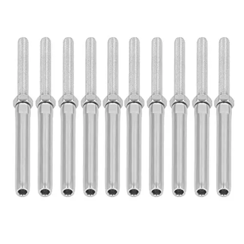 Produktbild: Gewinde-Zugschraube, 10-teiliges Gewinde-Zugschraube, Edelstahl-Kabelgeländer-Hardware-Gewinde-Zugschraube-Kit (M5/3mm)