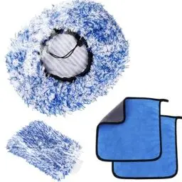 Produktbild: GEXINKEJI Brush Cover Autowaschbürste Autoschwamm SB-Waschbürstenüberzug Anti Kratz Auto Waschen Set Inklusive 2 Mikrofaser Tuch 1 Waschhandschuh Auto Waschbürstenüberzug für Auto Autopflege Set