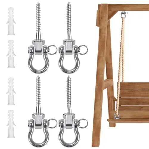 Produktbild: gexuamz Deckenhaken Schwerlast Schaukelhaken, 2Pc Schaukel Halterung für Balkone, Terrassen, Turnhallen, SpielpläTze, Drehhaken, Innen/AußEn Holzbalken Betondecke HäNgend,Edelstahl,13cm, 600kg