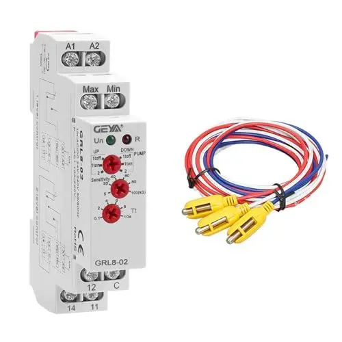Produktbild: GEYA 2 oder 1 Stufen-Steuerungsmodi, 1Kontakte Flüssigkeits-Zeit-Steuerrelais Elektronische Flüssigkeitsstandskontrolle 10A (GRL8-02+Sensor,AC/DC24V-240V)