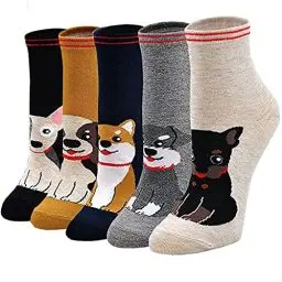Produktbild: GEYIWSSXY Damen Lustige Socken Herren Katzen Hund Socken Niedlich Tiere Karikatur Socken Baumwolle Unisex Socken 5 Paar