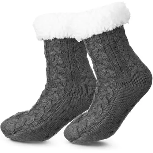 Produktbild: Geyoga Flauschig Hausschuhsocken Wintersocken Antirutsch Kuschelsocken für Damen und Herren Dicke Haussocken Warme Hüttensocken Indoorsocken Weihnachtssocken für Innenbereich, Schlafzimmer, Wohnzimmer