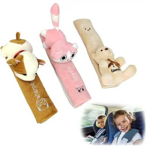 Produktbild: Gfamous Autogurt Polster 3 Stück Gurtpolster Auto Weich,Karikatur Gurtschoner Kinder,Sicherheitsgurt Schulterpolster Kinder SicherheitsgurtPolster, für Autogurte, Rucksäcke, Kinderwagen