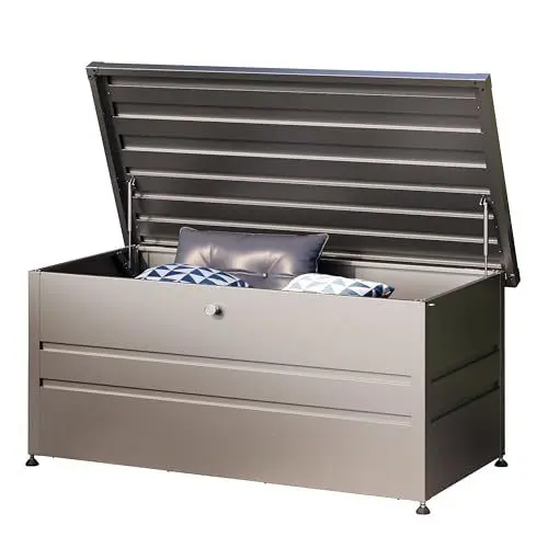 Produktbild: GFP PRIMEYARD® Gartenbox 162x84x72 cm Aufbewahrungsbox Auflagenbox Gartentruhe Metall anthrazit wasserdicht